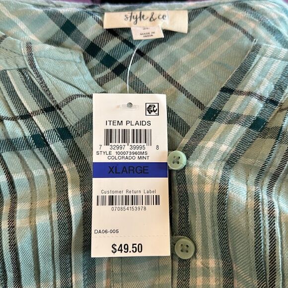 NWT Style and Co Women’s Flannel Top - Picture 5 of 6